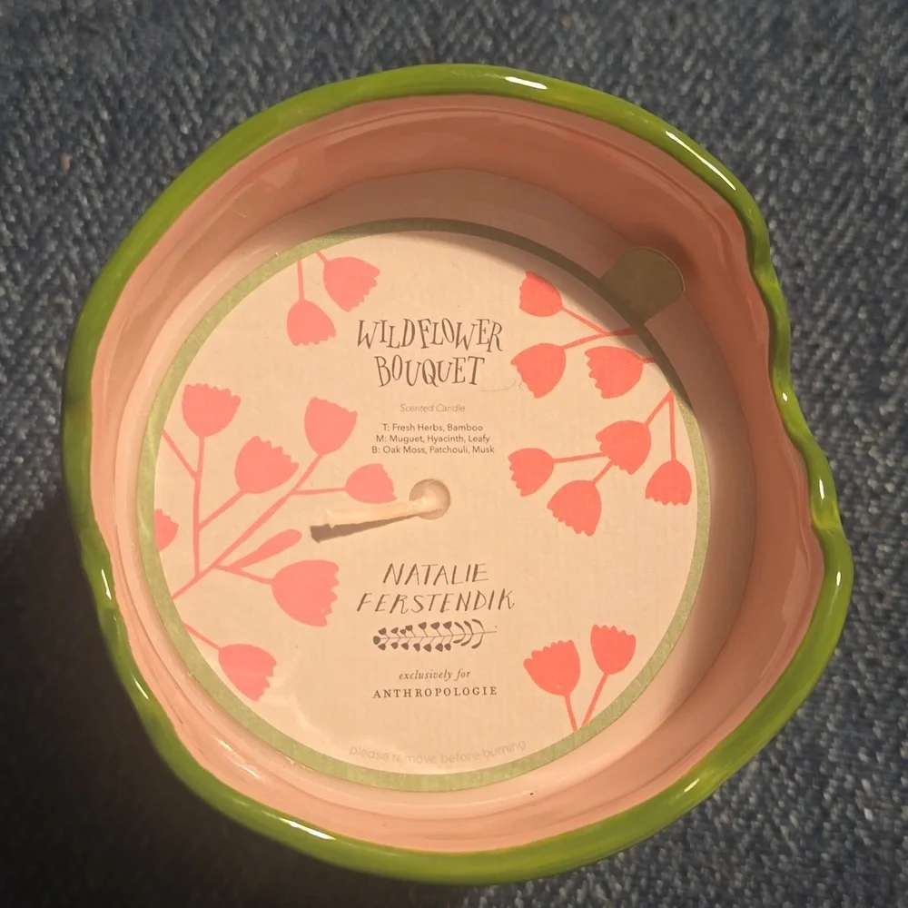 NEW Natalie Ferstendik x Anthropologie Floral Wildflower Bouquet Ceramic Candle